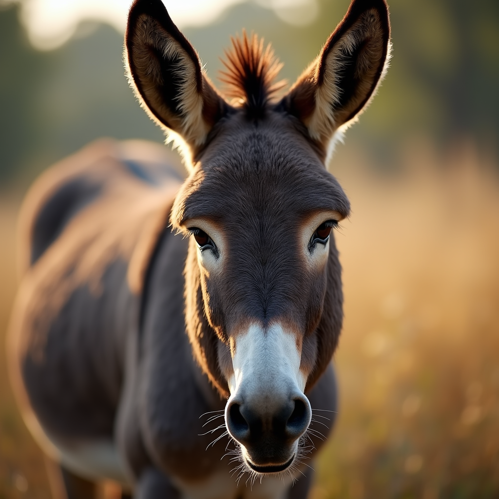 A photorealistic portrait of a Donkey in its natural habitat