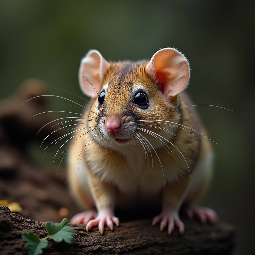 A photorealistic portrait of a Dormouse in its natural habitat