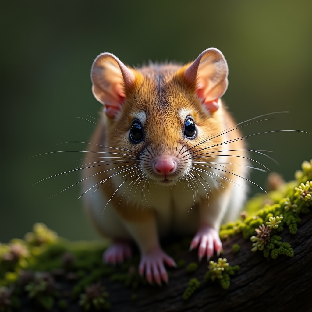 A photorealistic portrait of a Dormouse in its natural habitat
