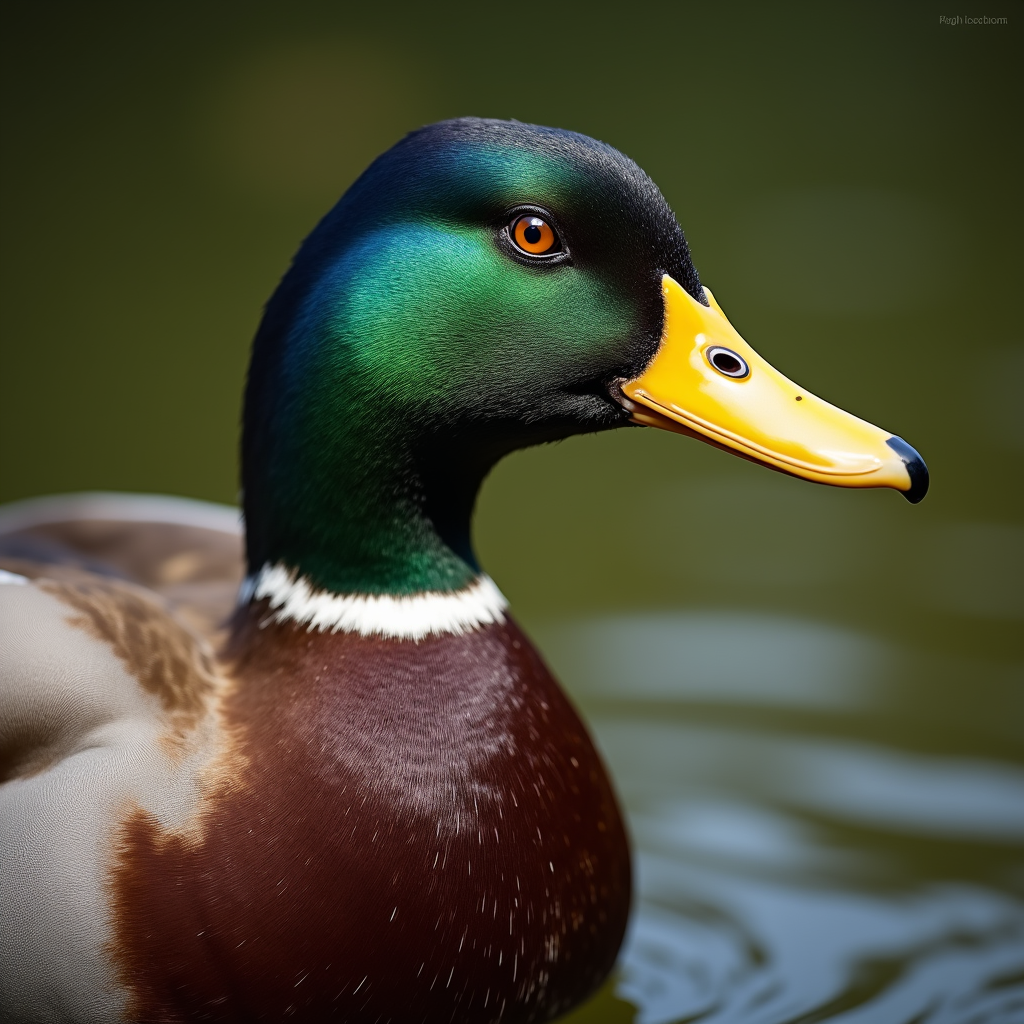 A photorealistic portrait of a Duck in its natural habitat