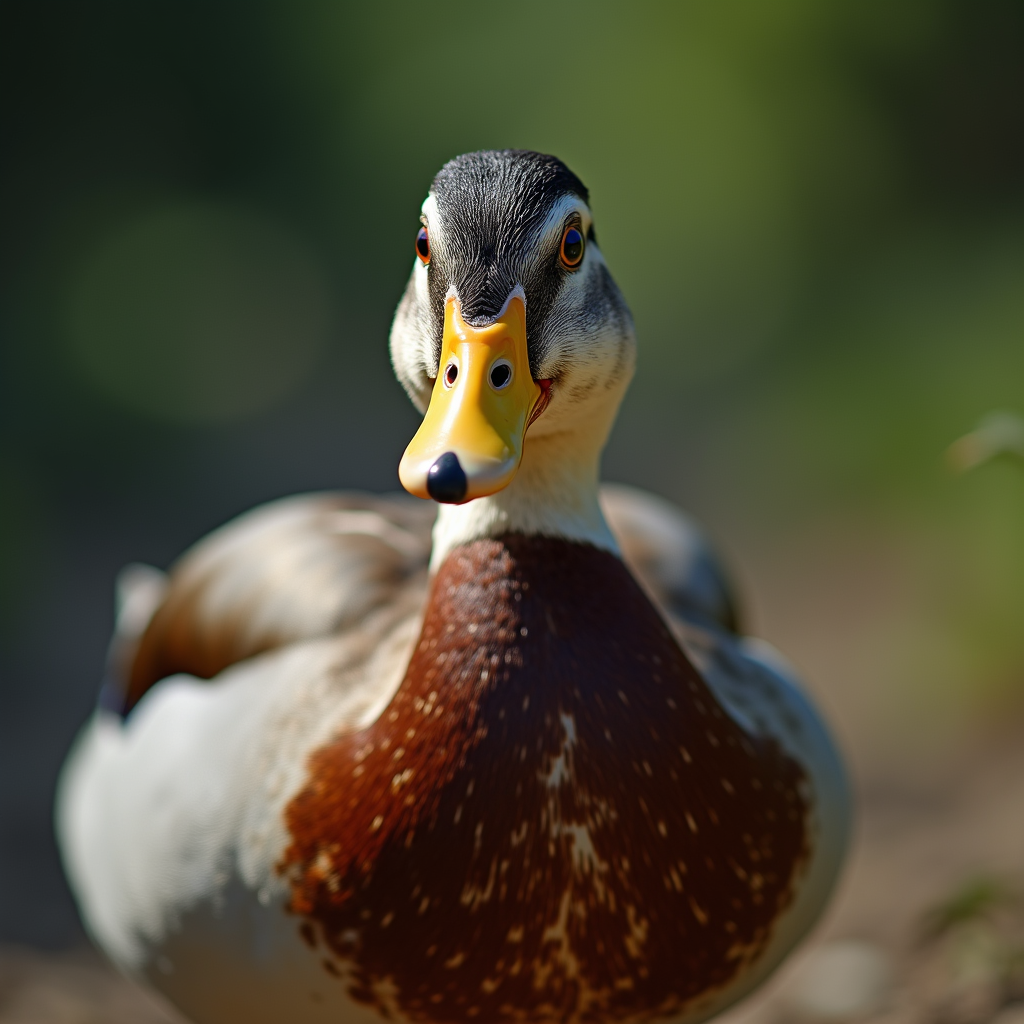 A photorealistic portrait of a Duck in its natural habitat