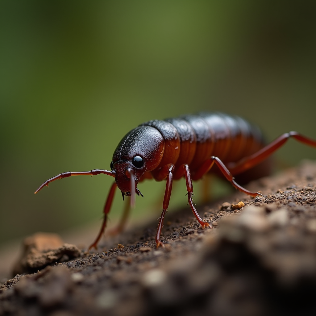 A photorealistic portrait of a Earwig in its natural habitat