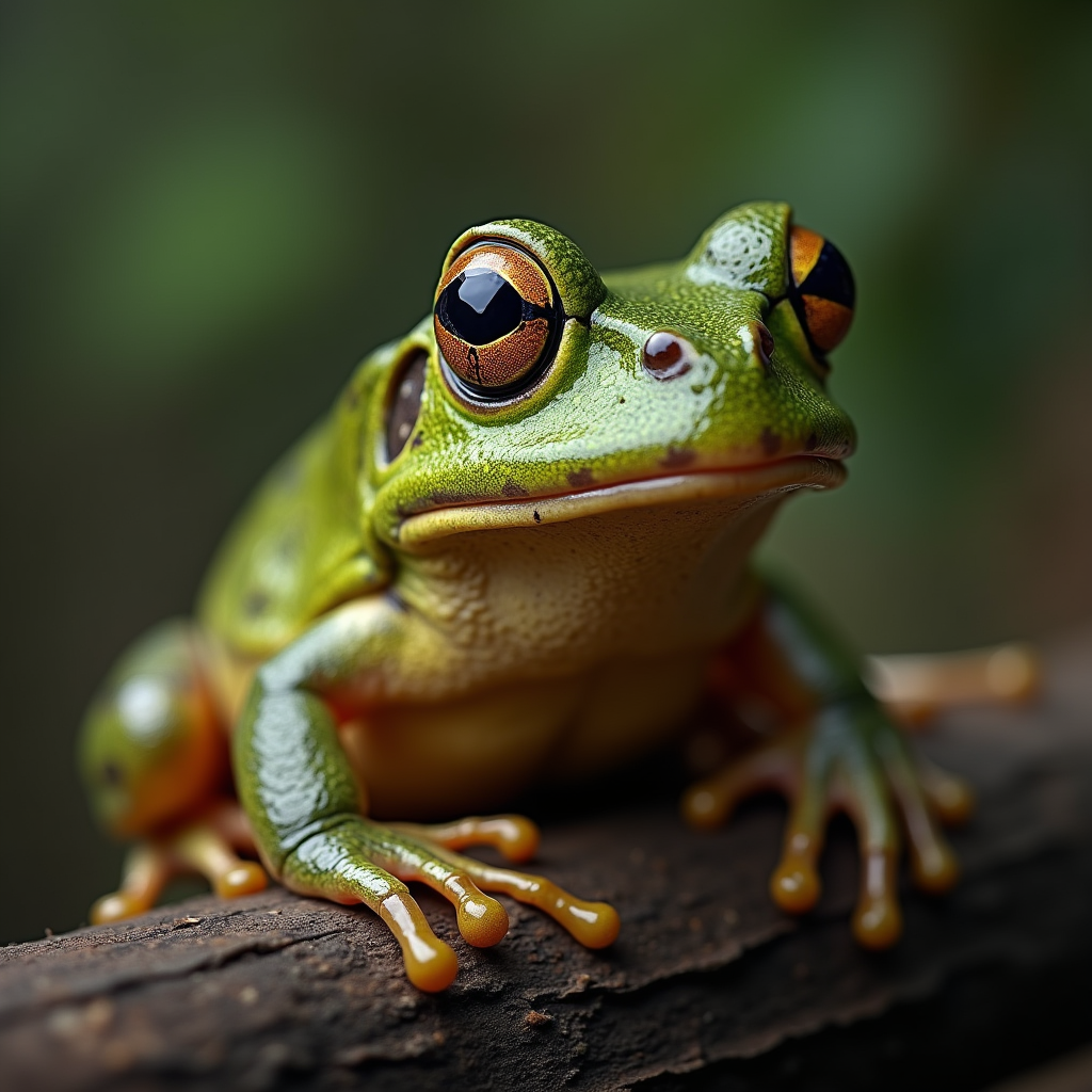 A photorealistic portrait of a Edible Frog in its natural habitat
