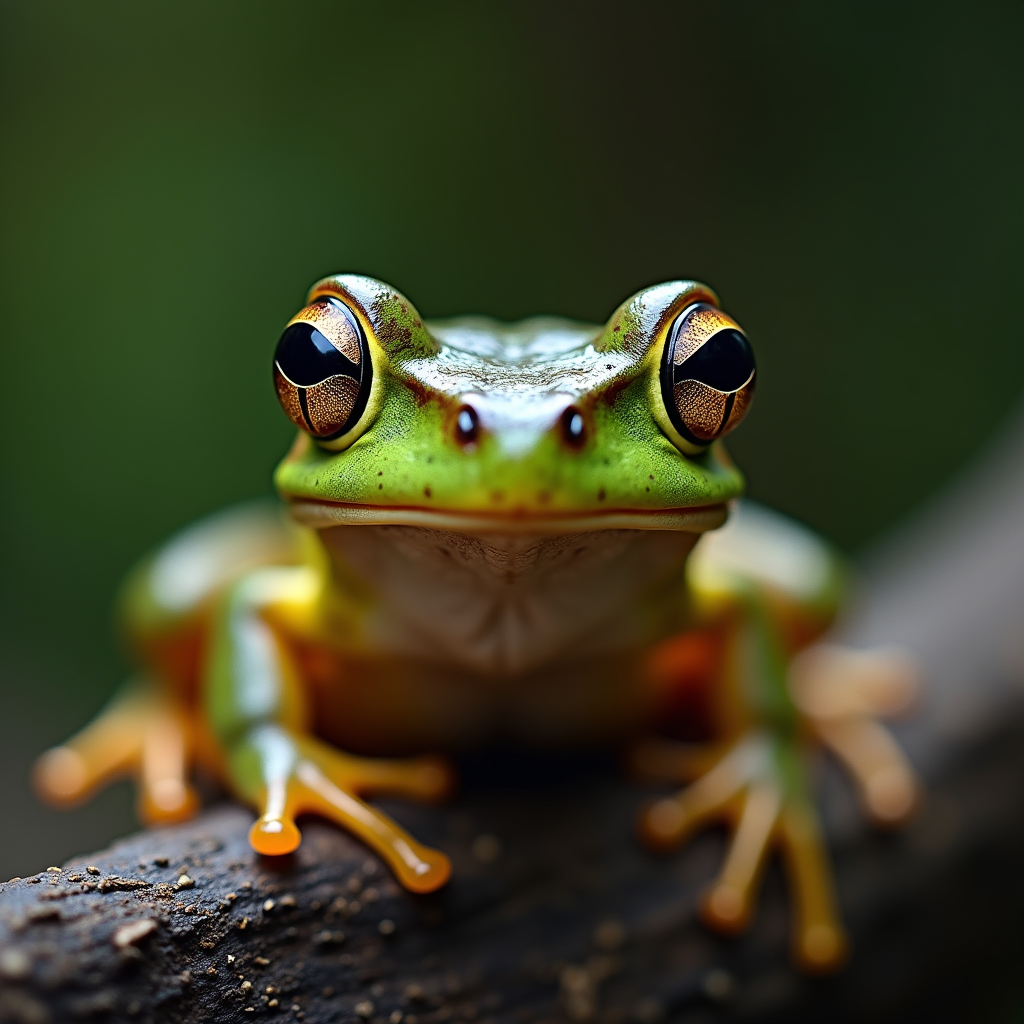 A photorealistic portrait of a Edible Frog in its natural habitat