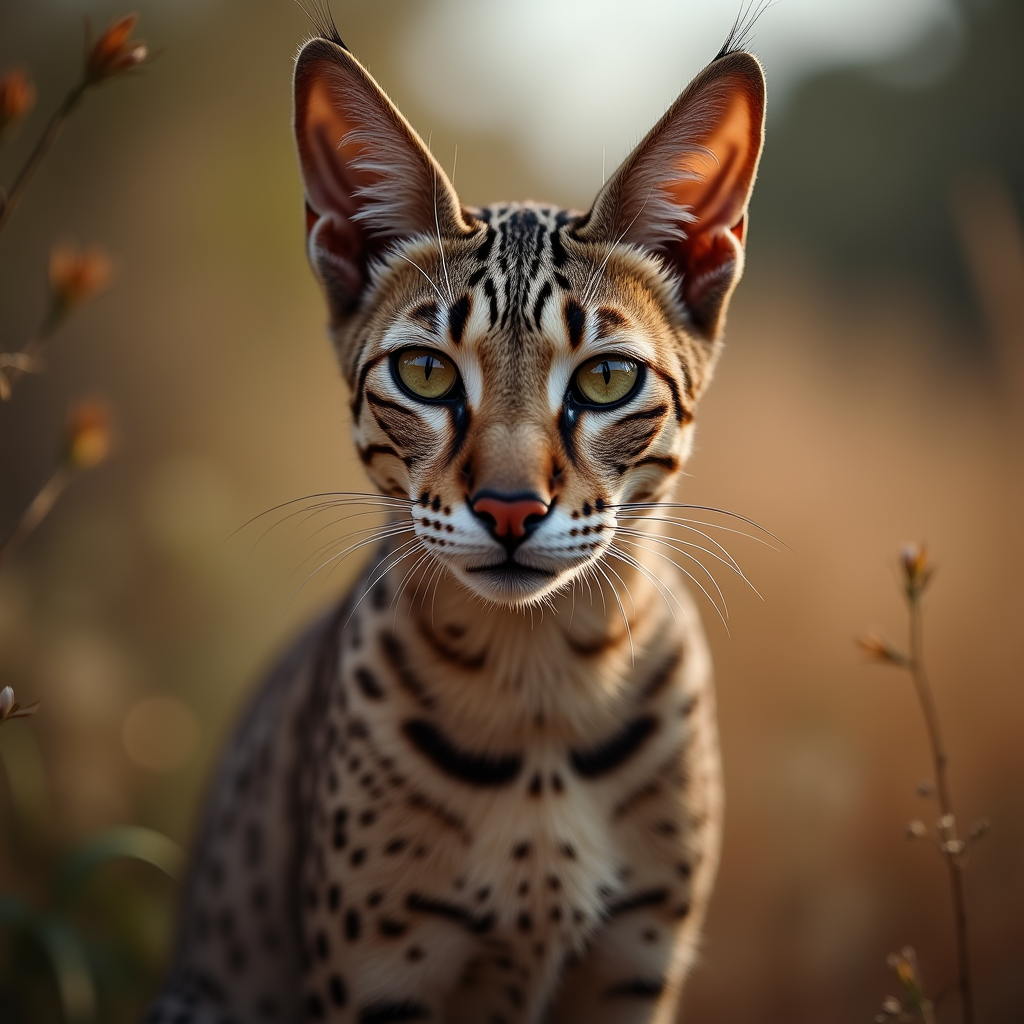 A photorealistic portrait of a Egyptian Mau in its natural habitat