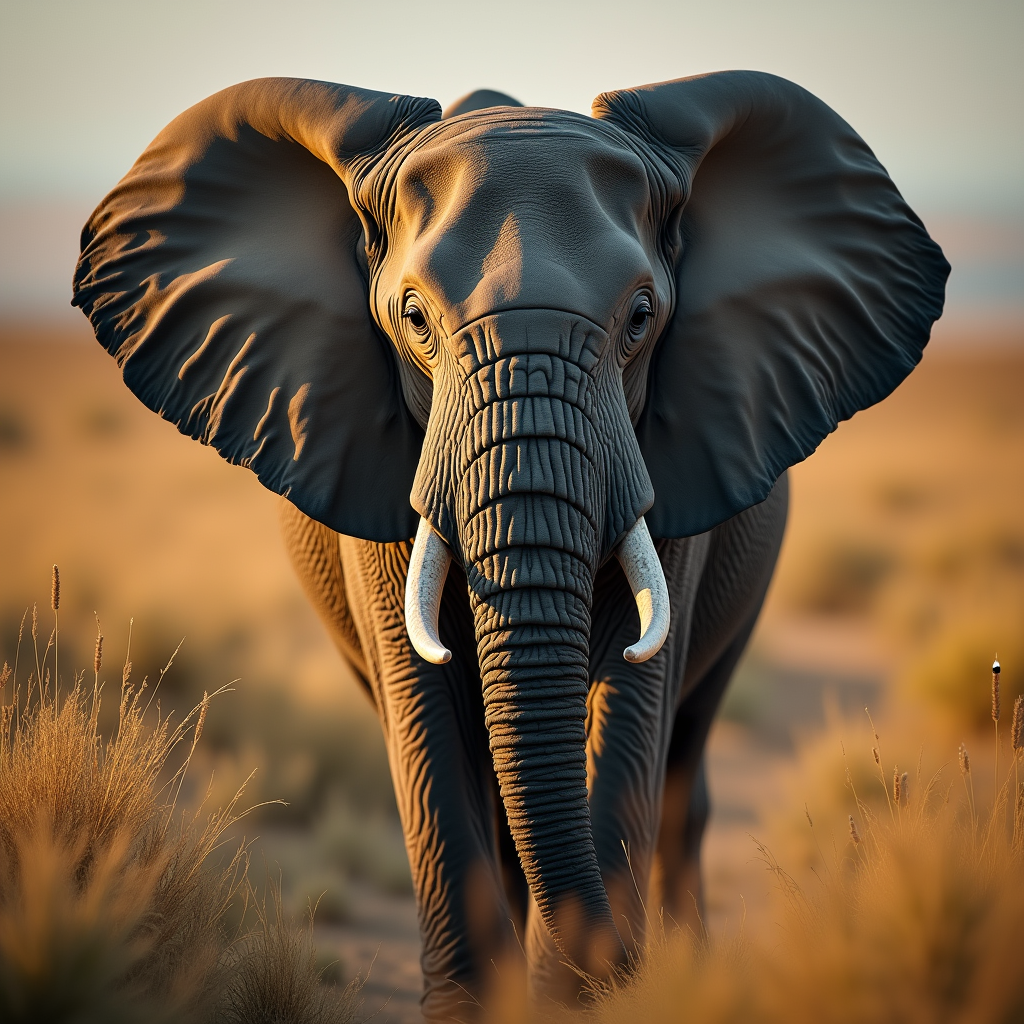 A photorealistic portrait of a Elephant in its natural habitat