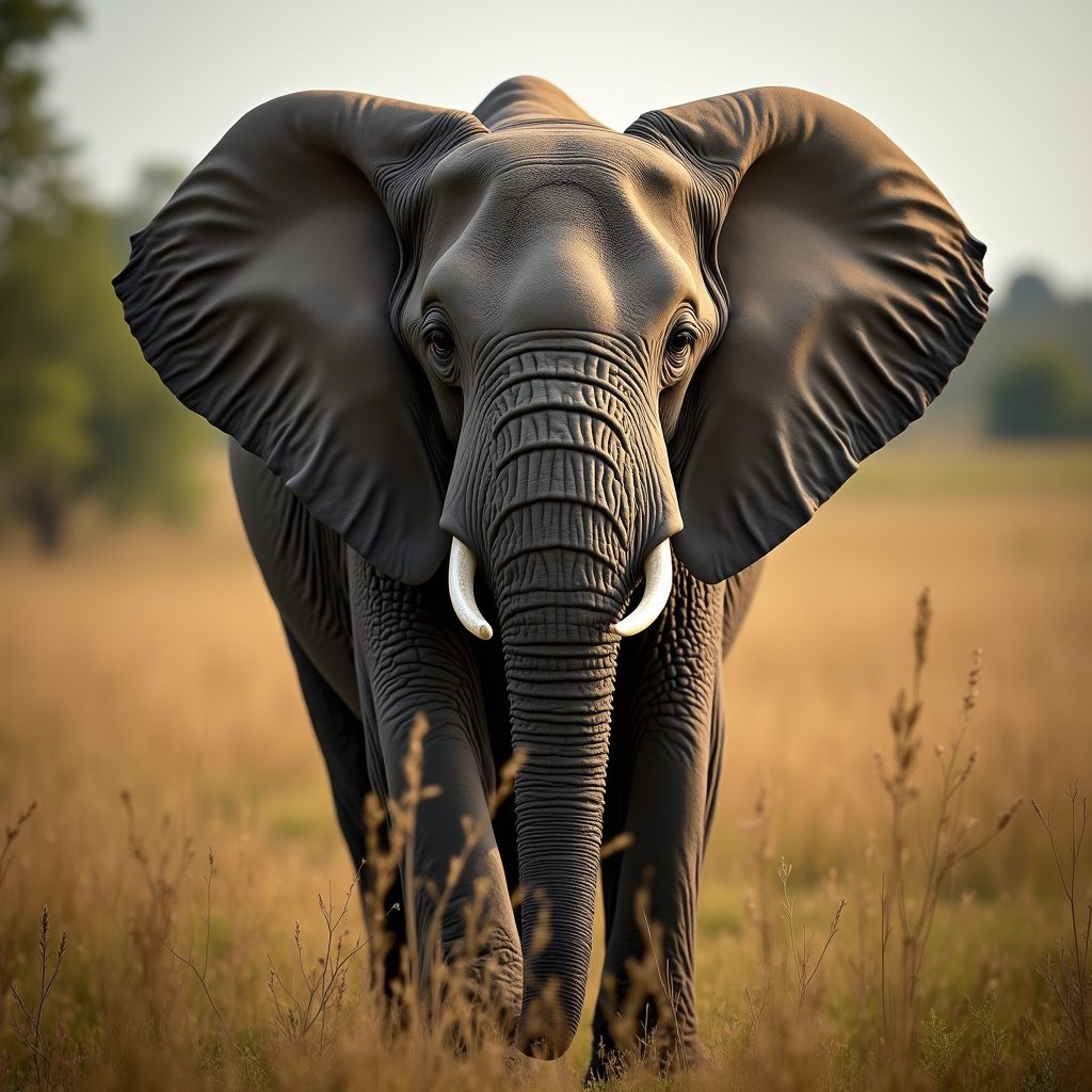 A photorealistic portrait of a Elephant in its natural habitat