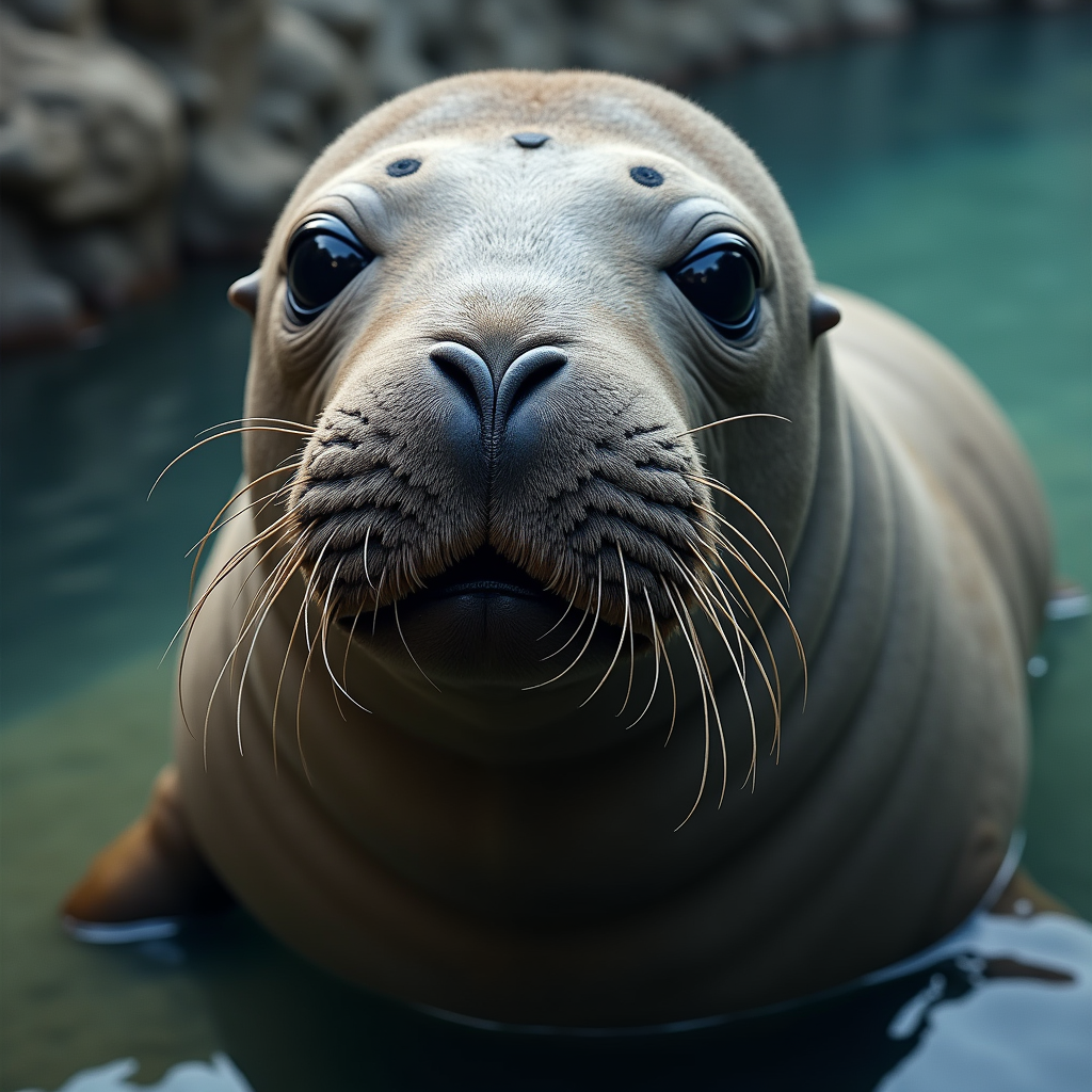 A photorealistic portrait of a Elephant Seal in its natural habitat