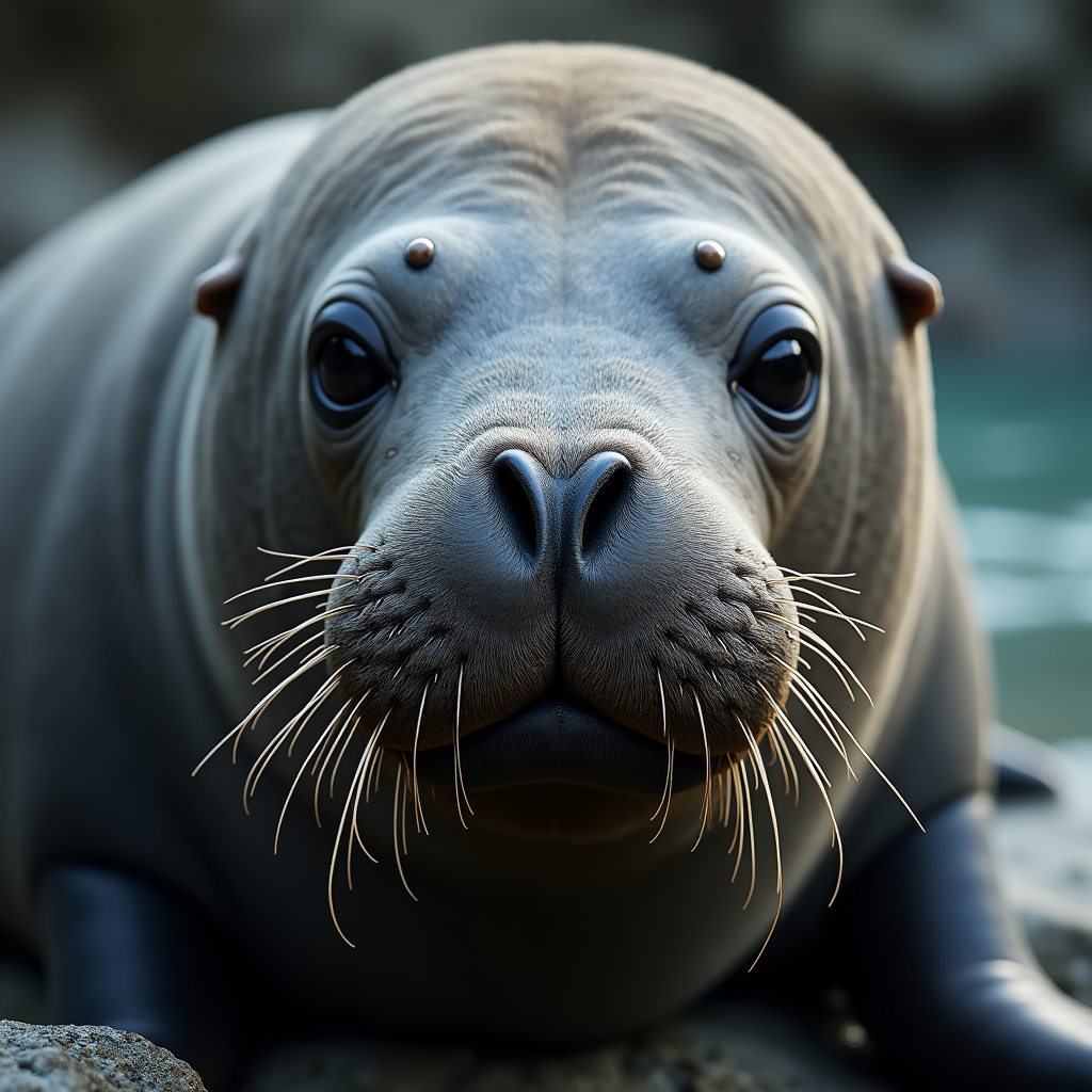 A photorealistic portrait of a Elephant Seal in its natural habitat
