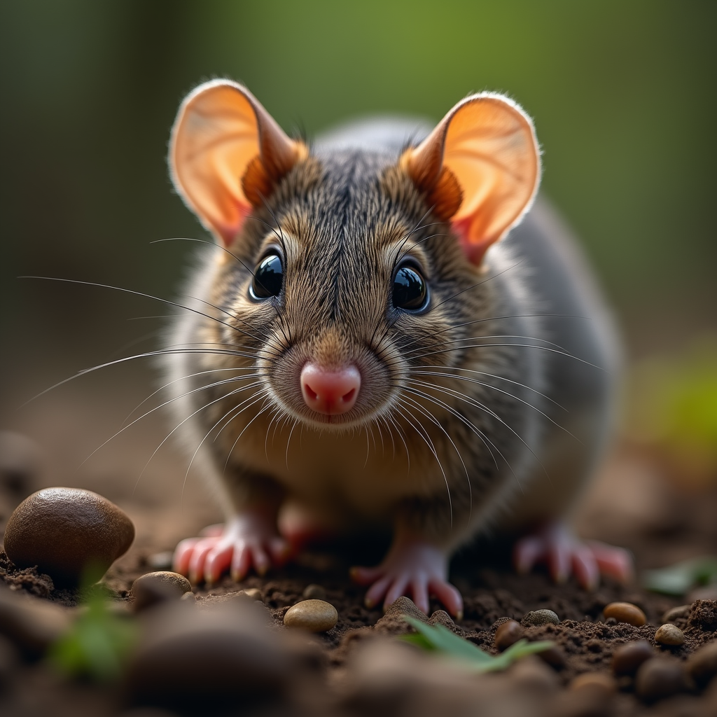 A photorealistic portrait of a Elephant Shrew in its natural habitat