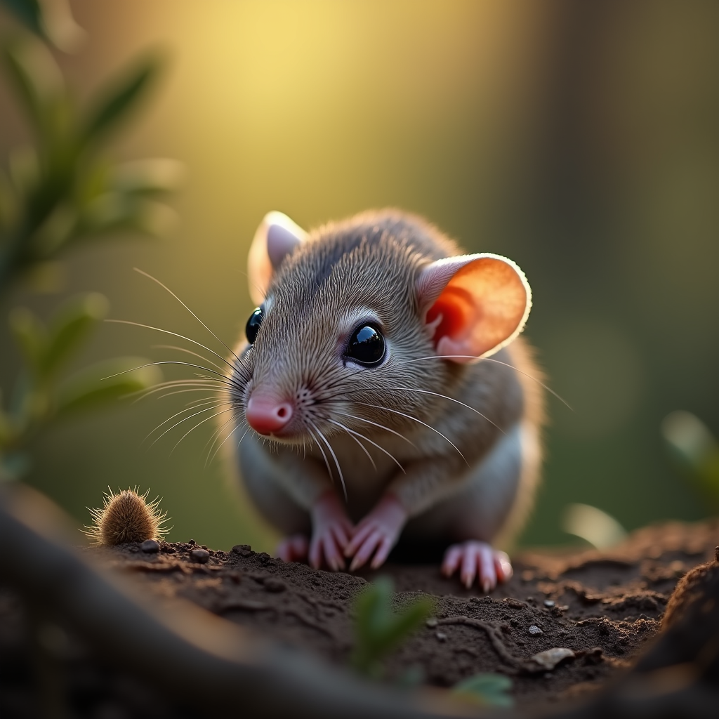 A photorealistic portrait of a Elephant Shrew in its natural habitat
