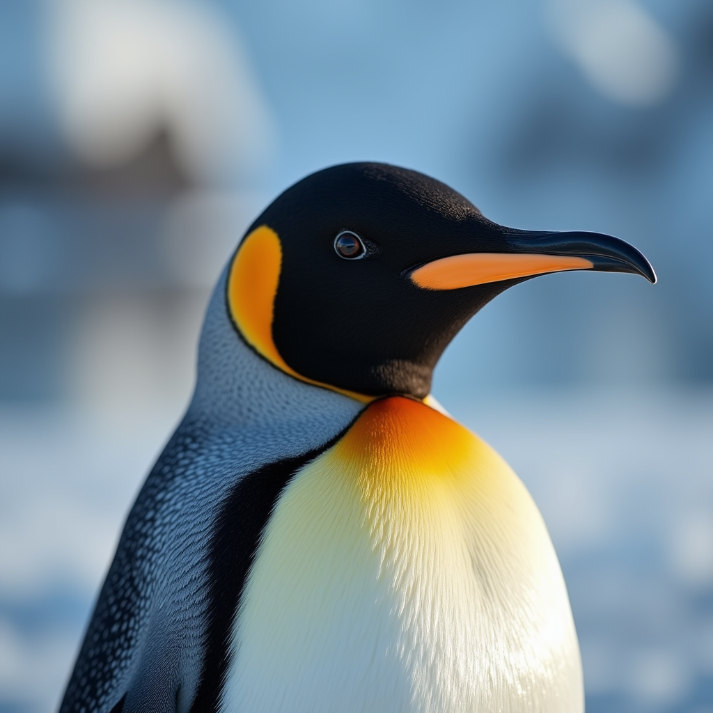 A photorealistic portrait of a Emperor Penguin in its natural habitat