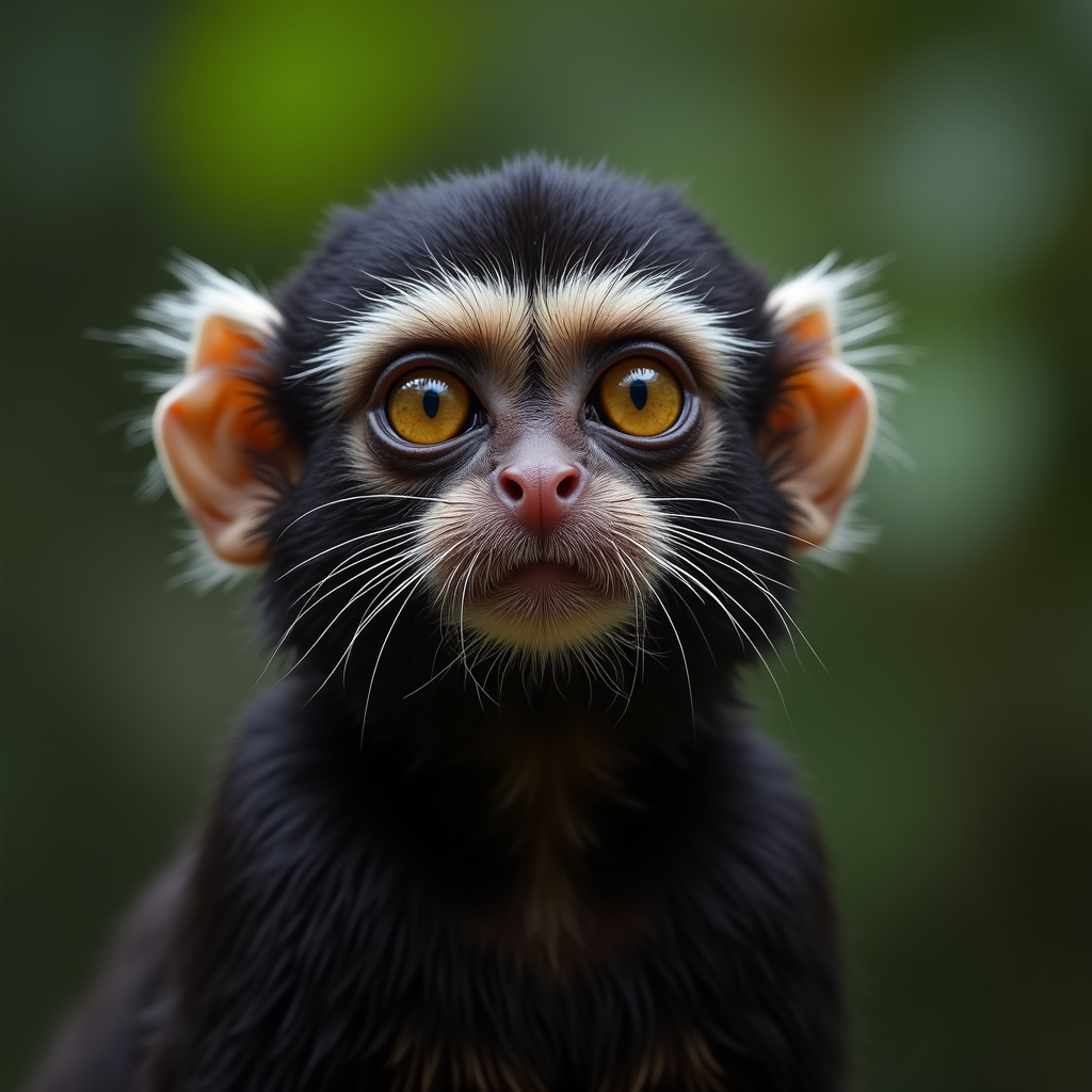 A photorealistic portrait of a Emperor Tamarin in its natural habitat