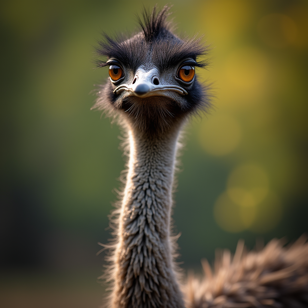 A photorealistic portrait of a Emu in its natural habitat