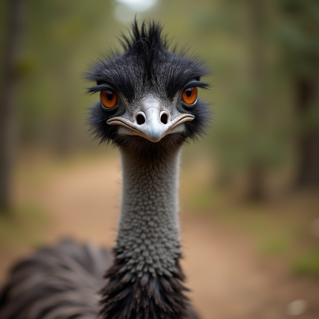 A photorealistic portrait of a Emu in its natural habitat