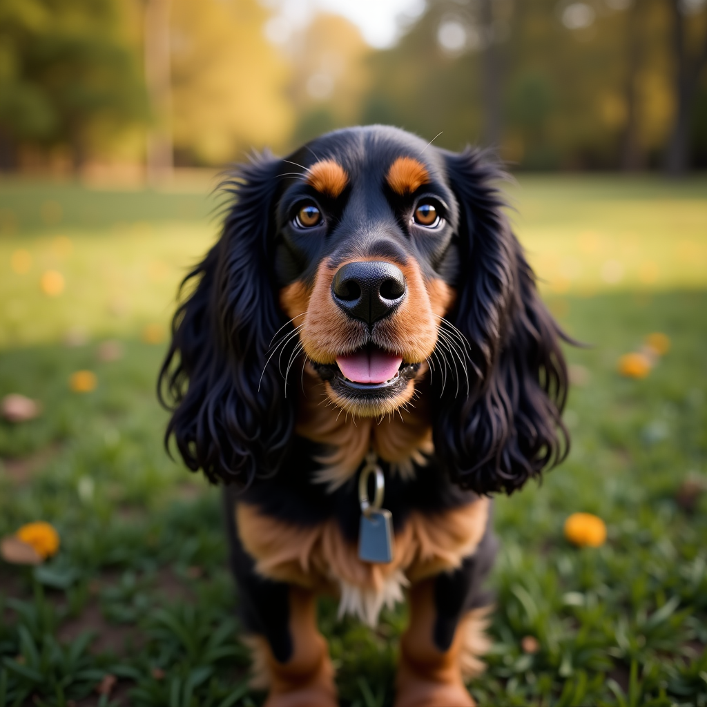 A photorealistic portrait of a English Cocker Spaniel in its natural habitat