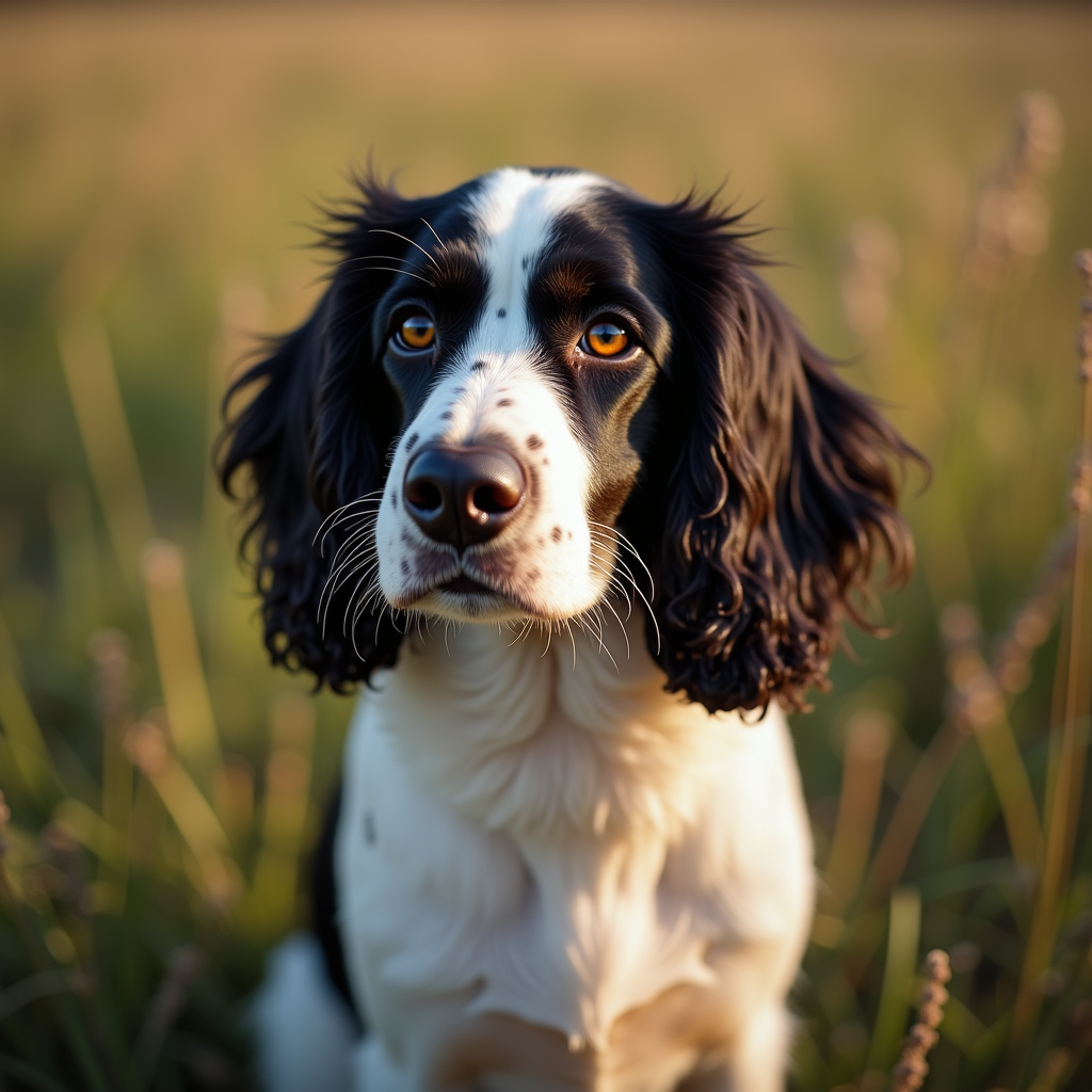 A photorealistic portrait of a English Springer Spaniel in its natural habitat