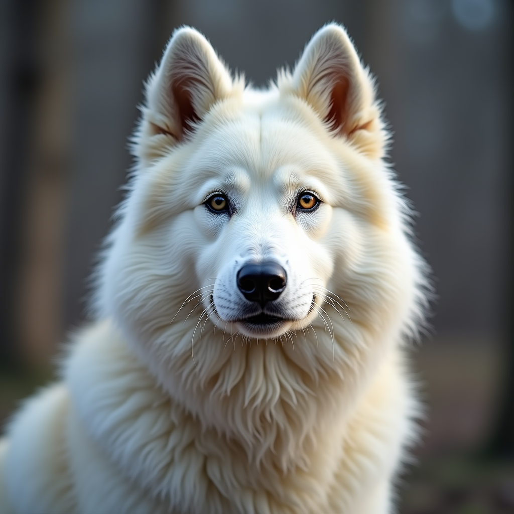 A photorealistic portrait of a Eskimo Dog in its natural habitat