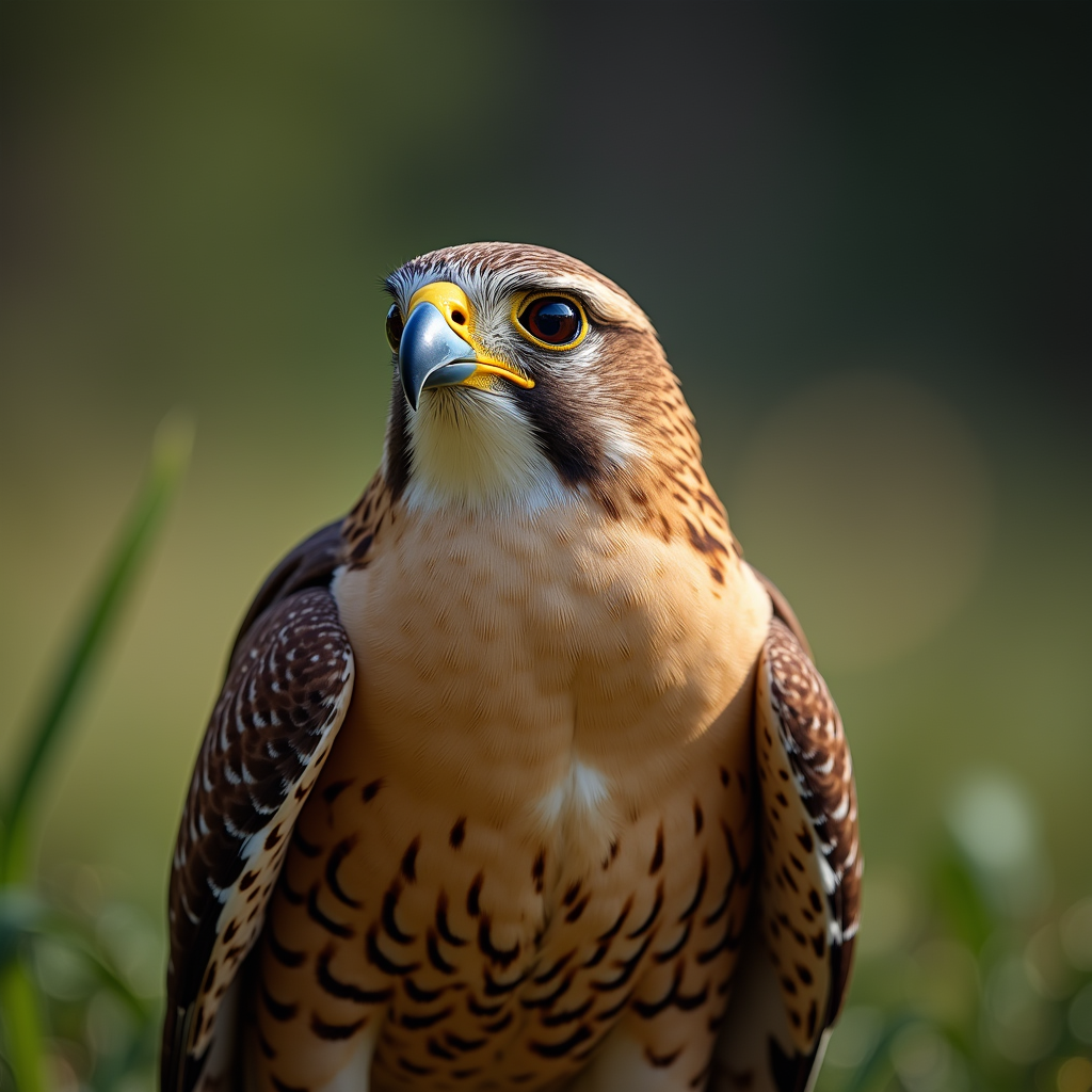 A photorealistic portrait of a Falcon in its natural habitat