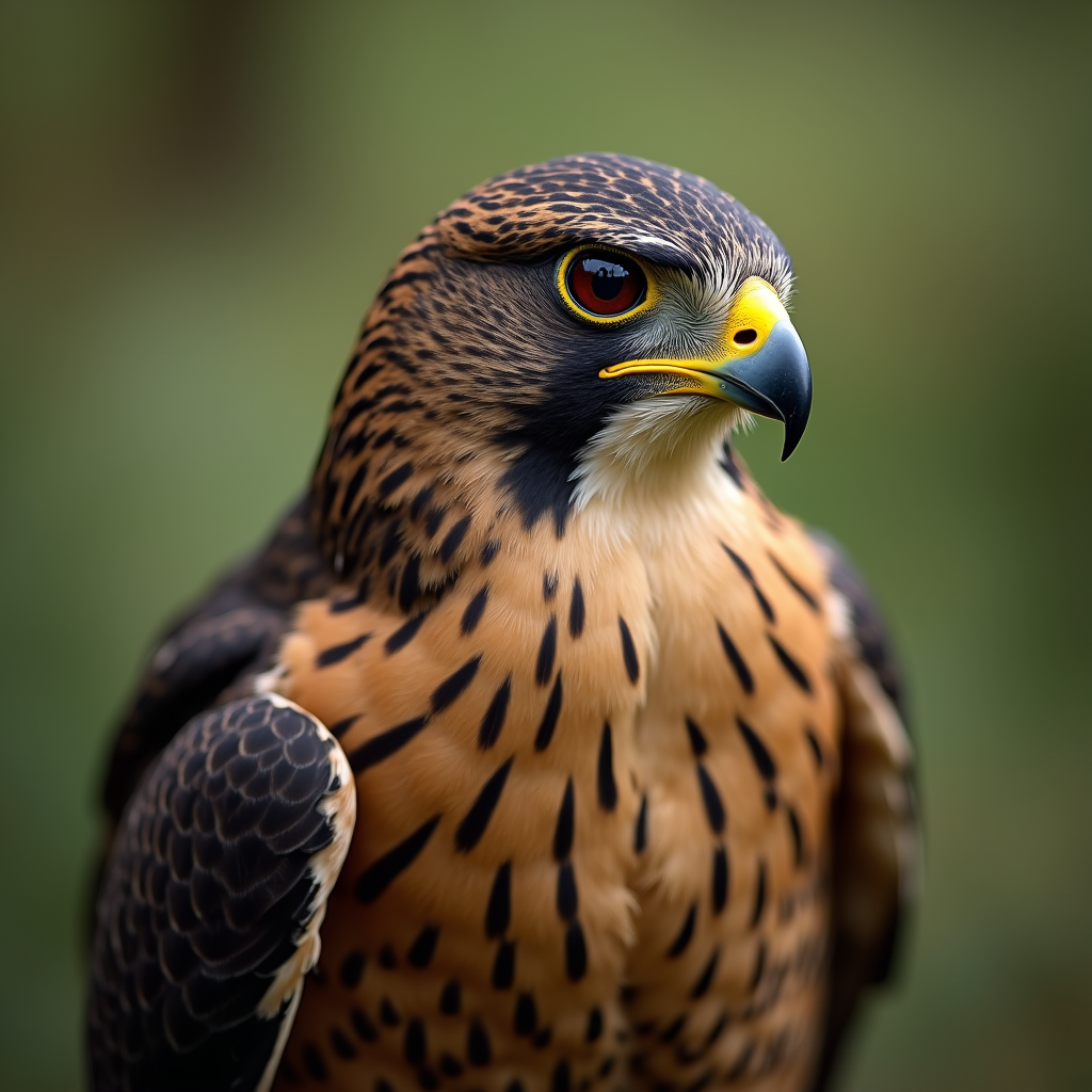 A photorealistic portrait of a Falcon in its natural habitat
