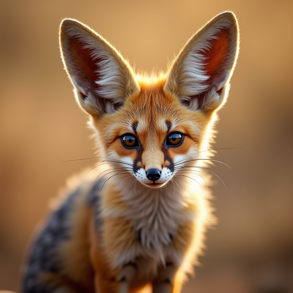 A photorealistic portrait of a Fennec Fox in its natural habitat