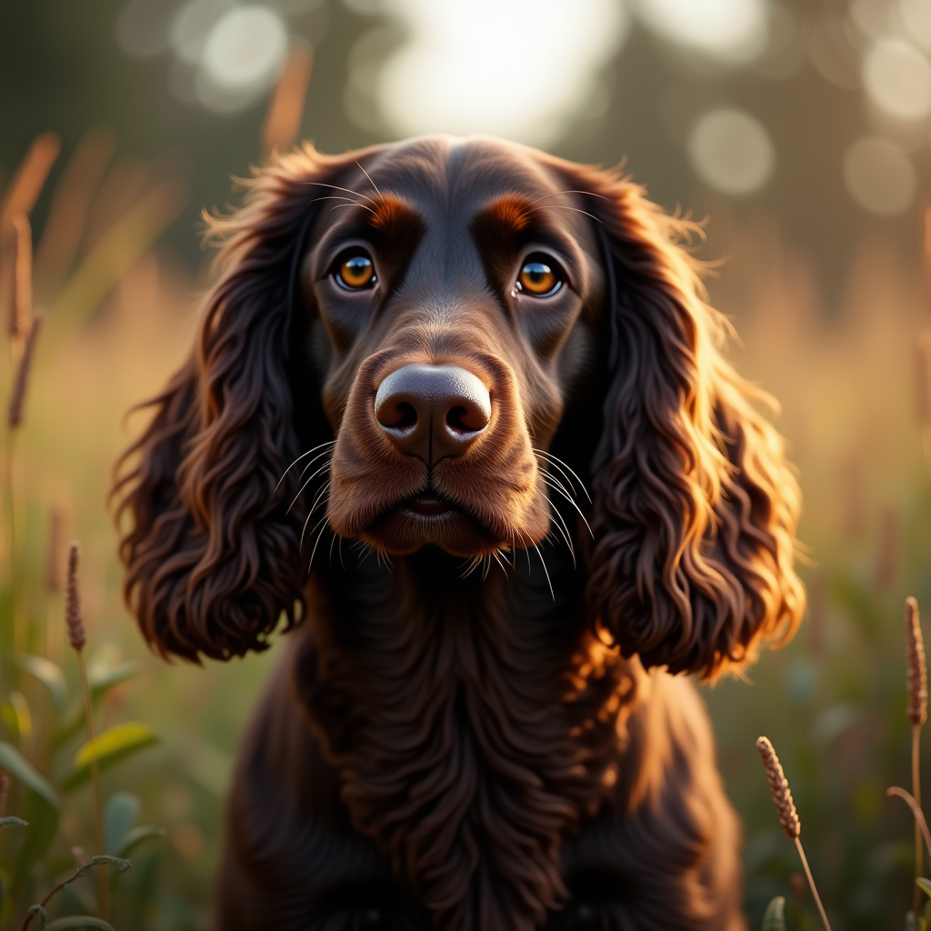 A photorealistic portrait of a Field Spaniel in its natural habitat
