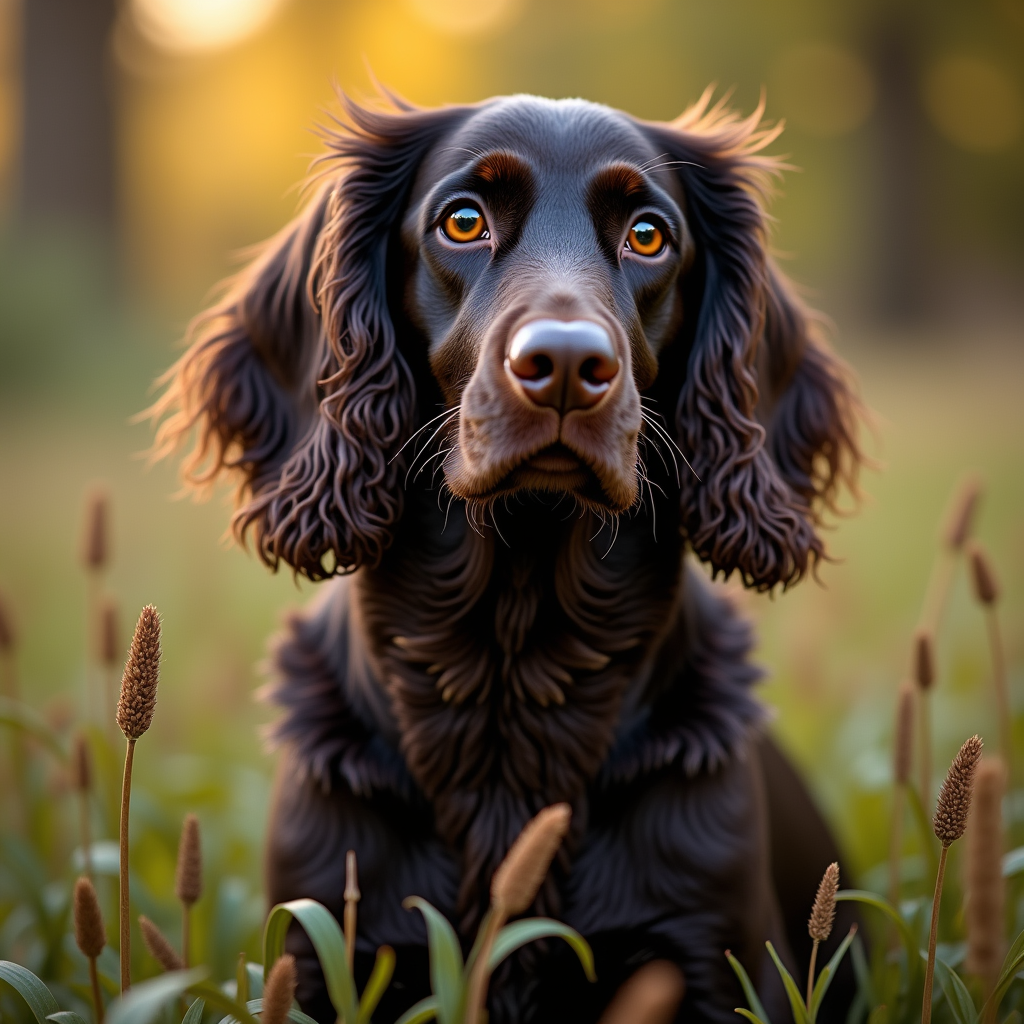 A photorealistic portrait of a Field Spaniel in its natural habitat