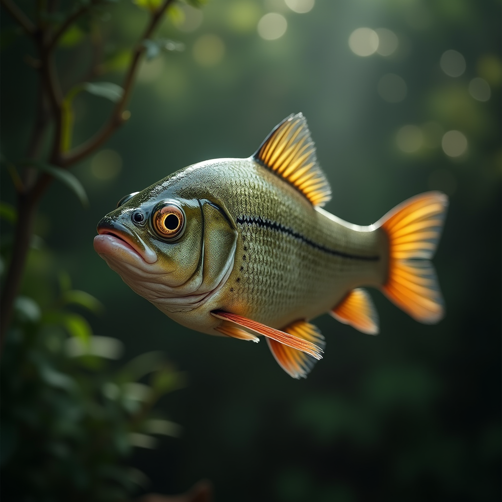 A photorealistic portrait of a Fish in its natural habitat