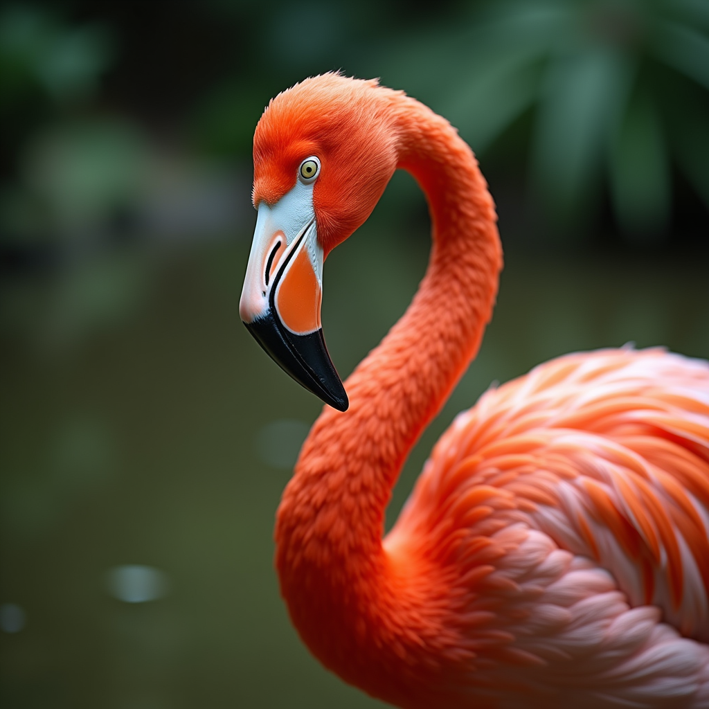 A photorealistic portrait of a Flamingo in its natural habitat