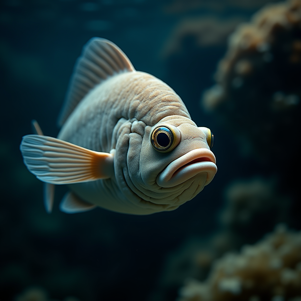 A photorealistic portrait of a Flounder in its natural habitat