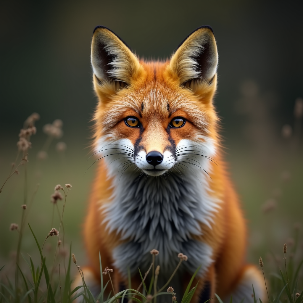A photorealistic portrait of a Fox in its natural habitat