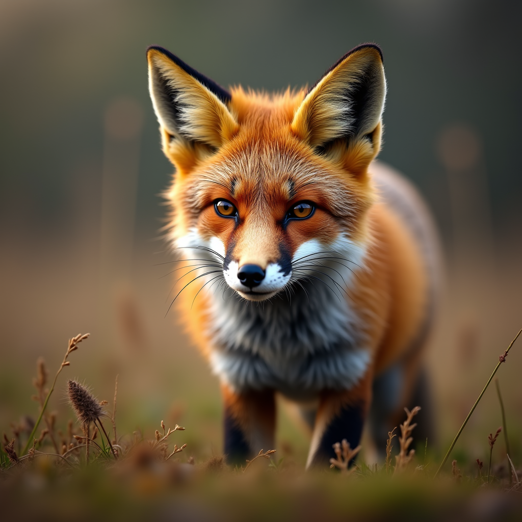 A photorealistic portrait of a Fox in its natural habitat