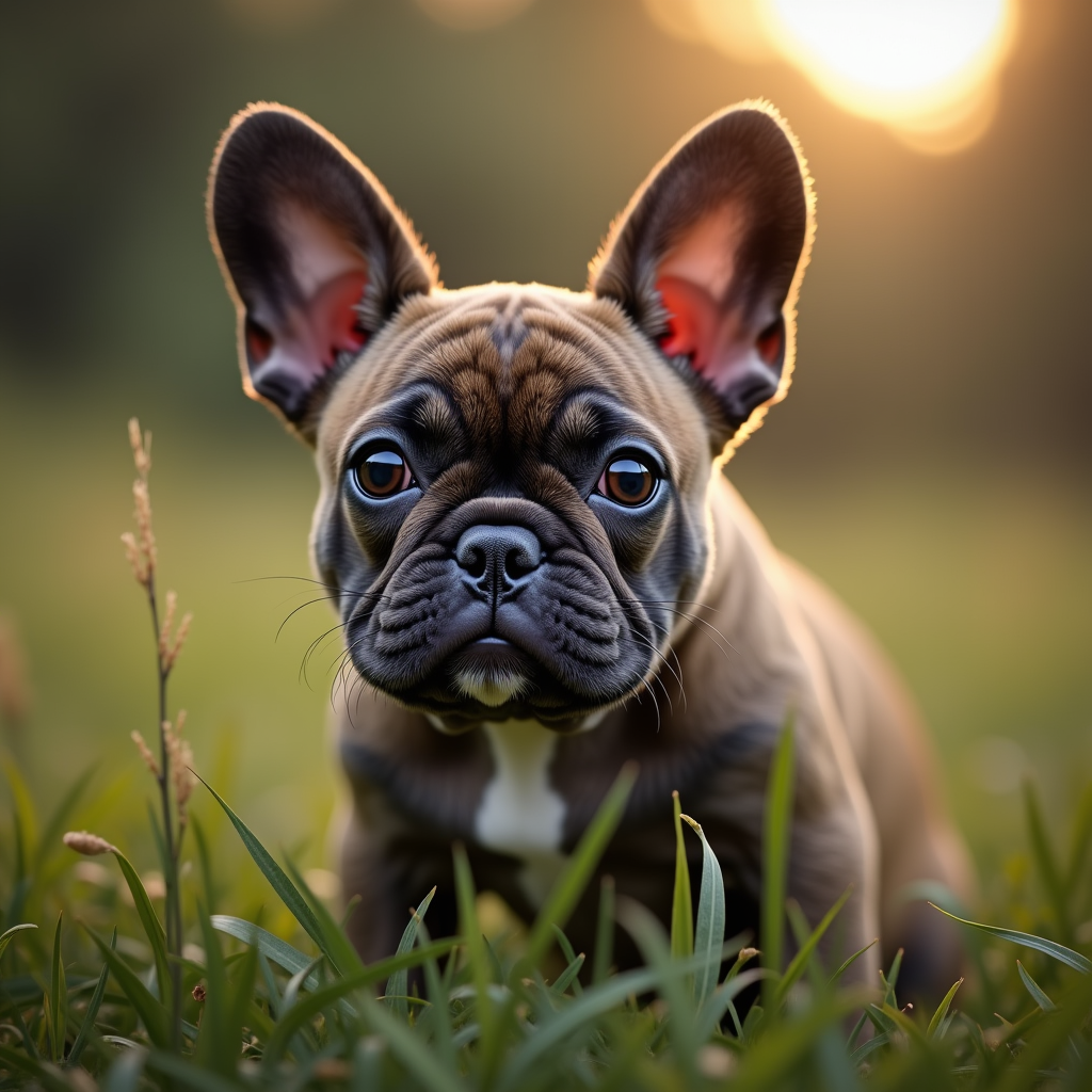 A photorealistic portrait of a French Bulldog in its natural habitat
