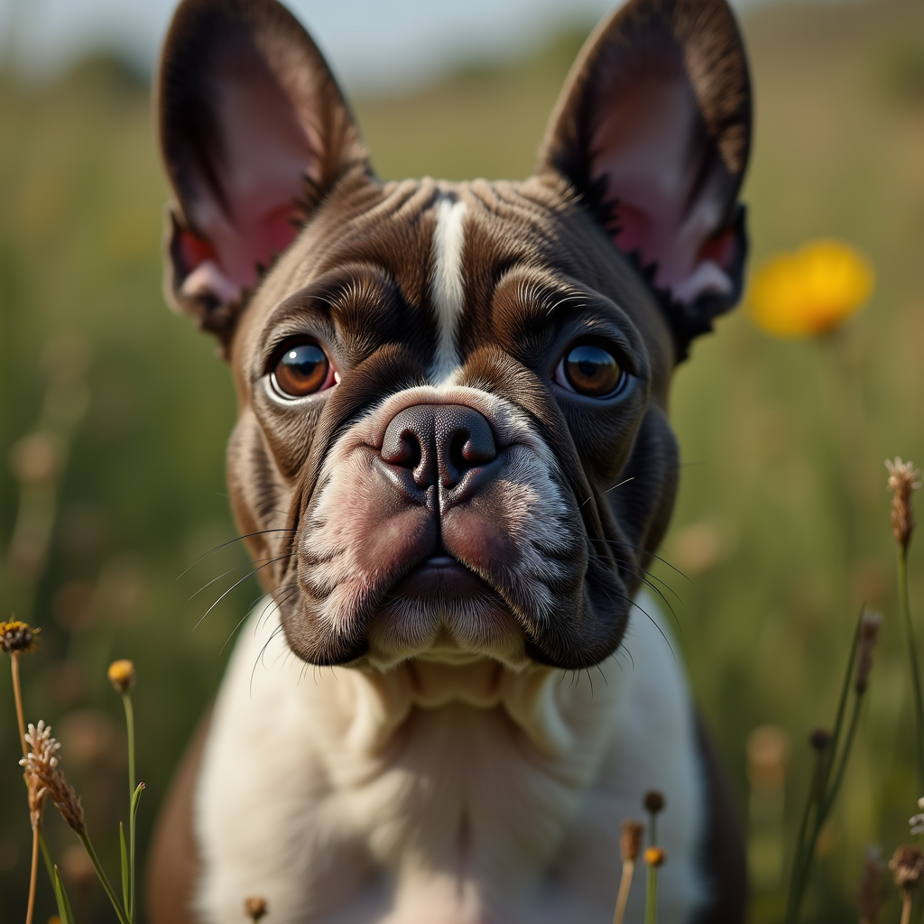A photorealistic portrait of a French Bulldog in its natural habitat