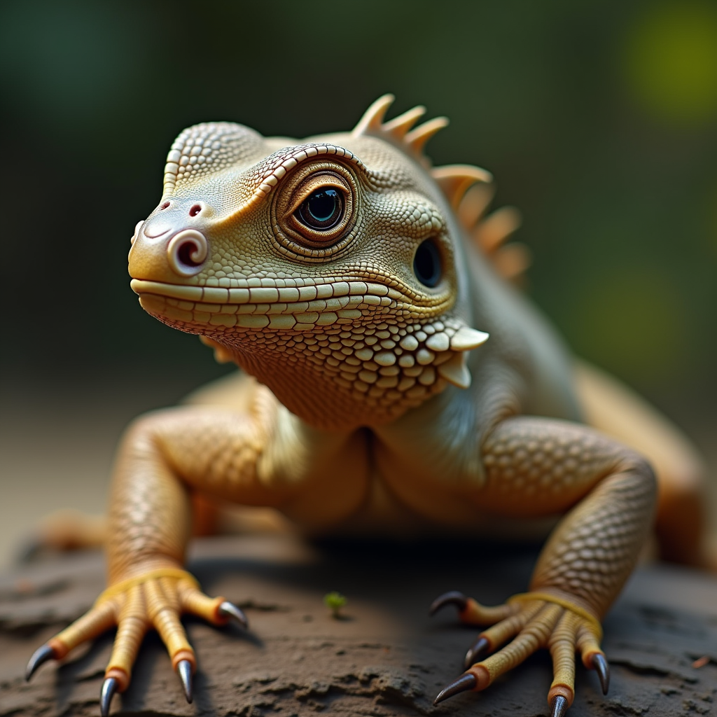 A photorealistic portrait of a Frilled Lizard in its natural habitat