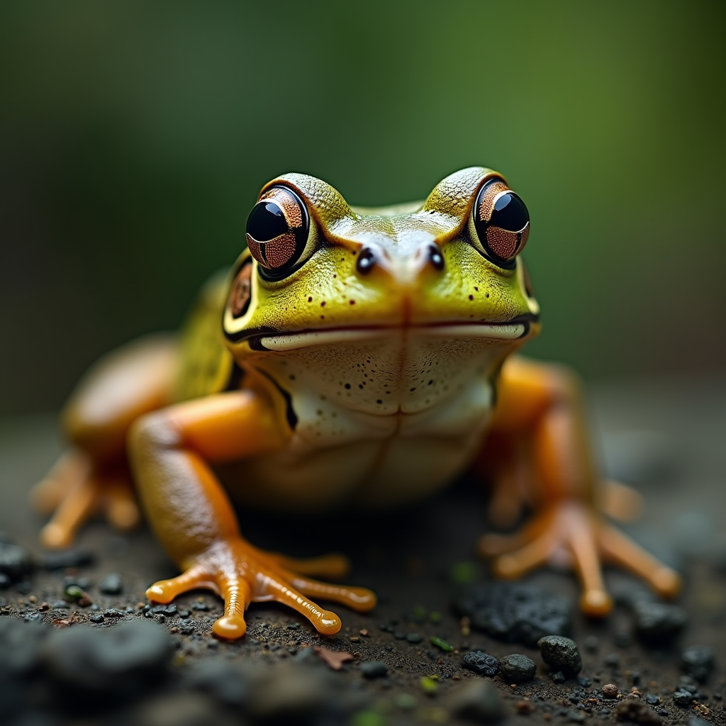 A photorealistic portrait of a Frog in its natural habitat