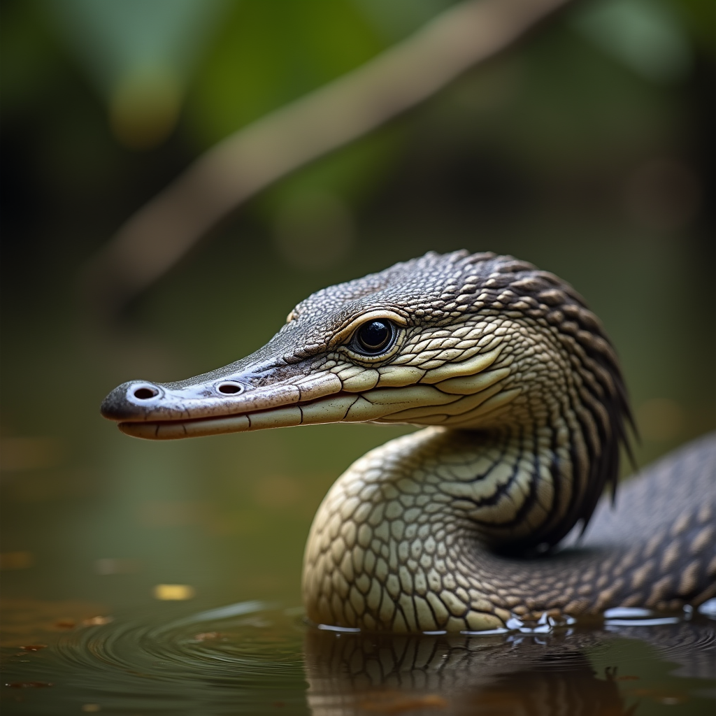 A photorealistic portrait of a Gar in its natural habitat