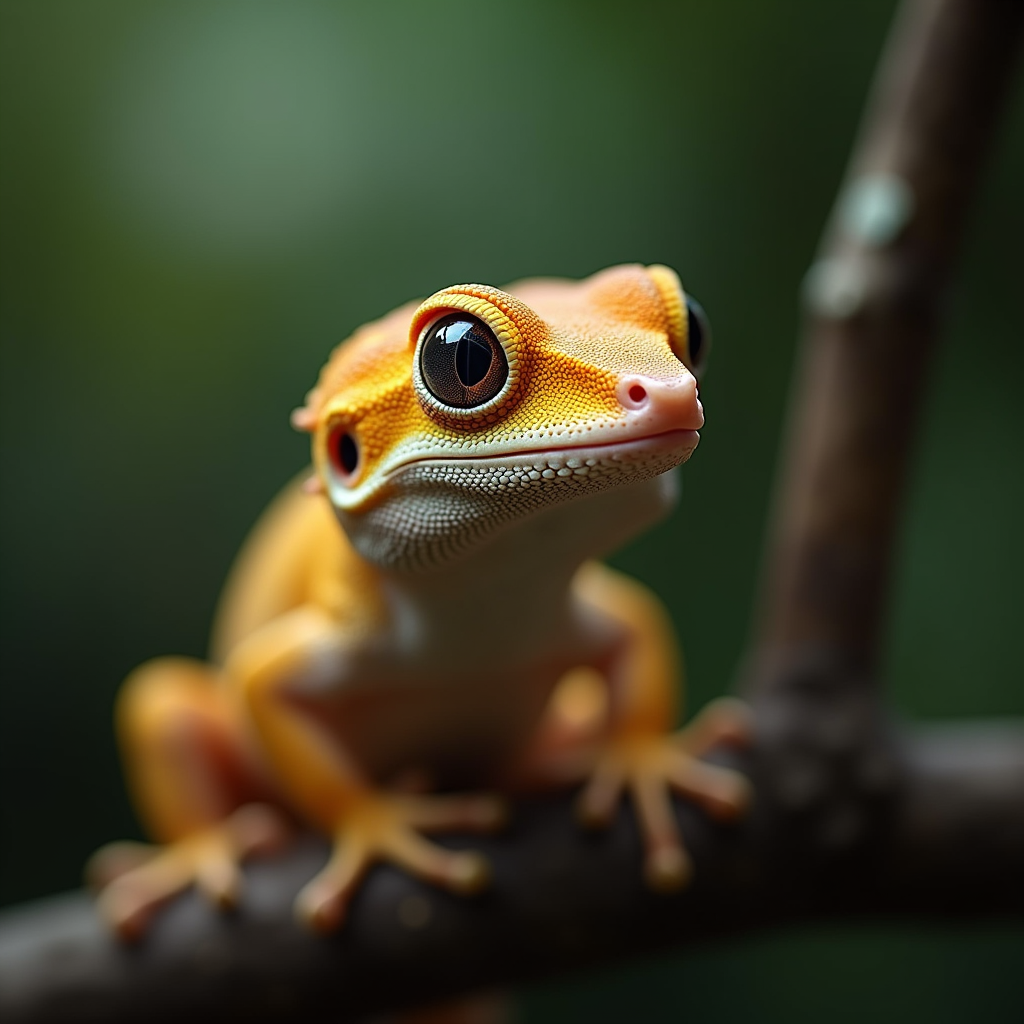 A photorealistic portrait of a Gecko in its natural habitat