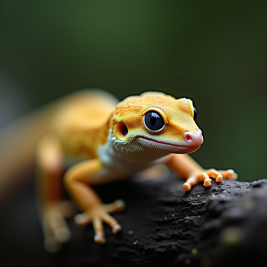 A photorealistic portrait of a Gecko in its natural habitat
