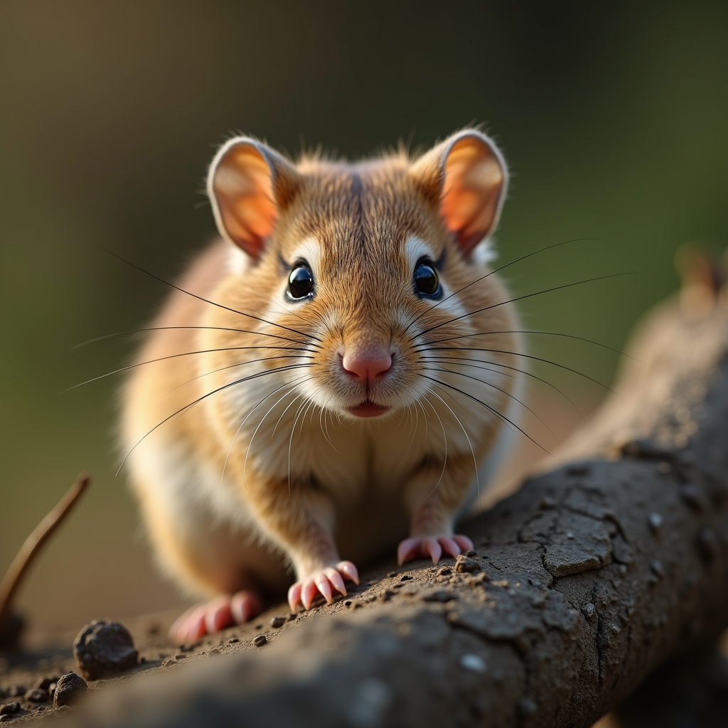A photorealistic portrait of a Gerbil in its natural habitat