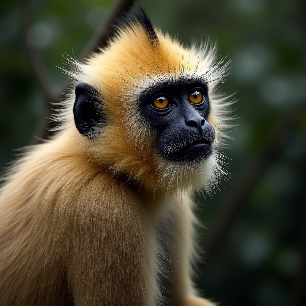 A photorealistic portrait of a Gibbon in its natural habitat