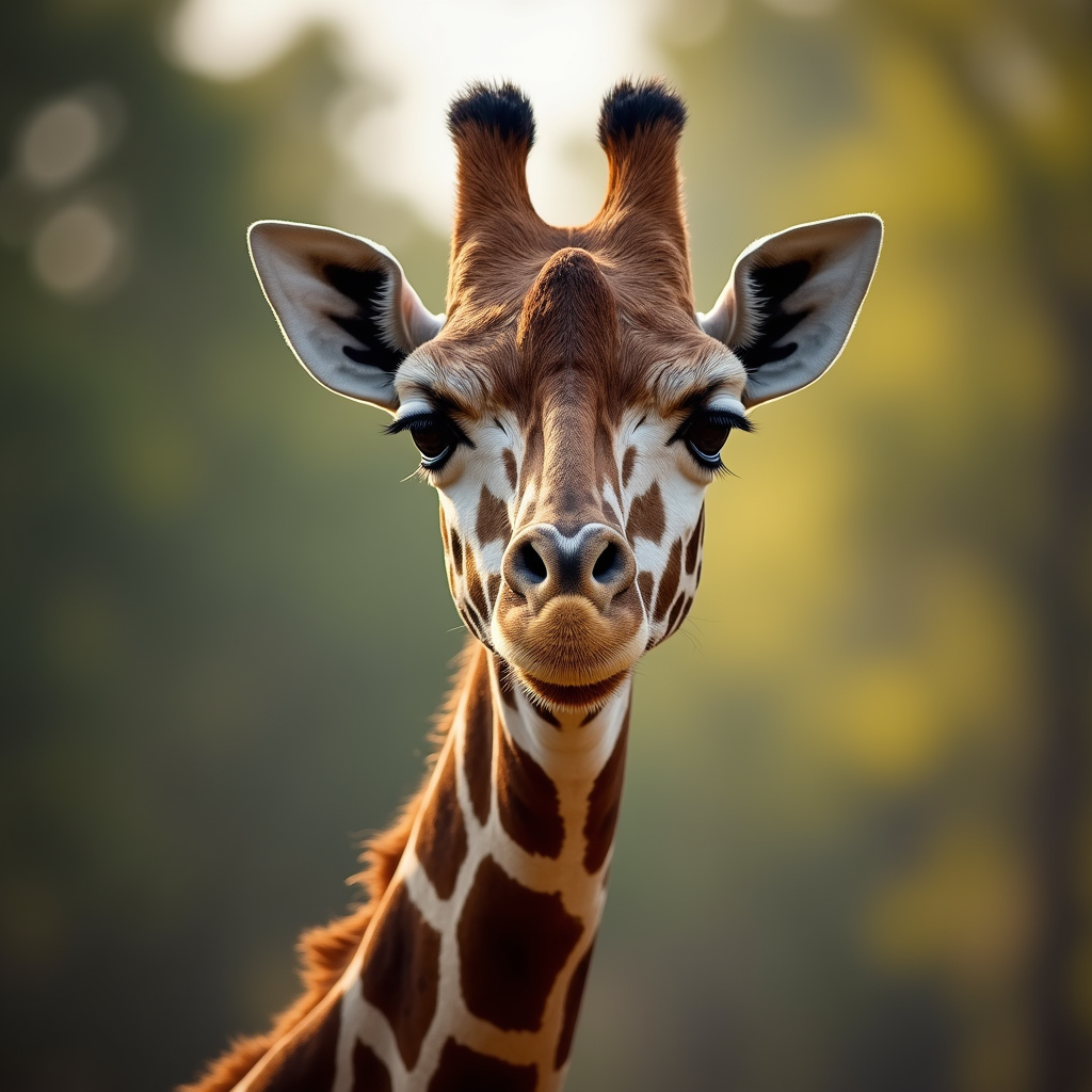A photorealistic portrait of a Giraffe in its natural habitat