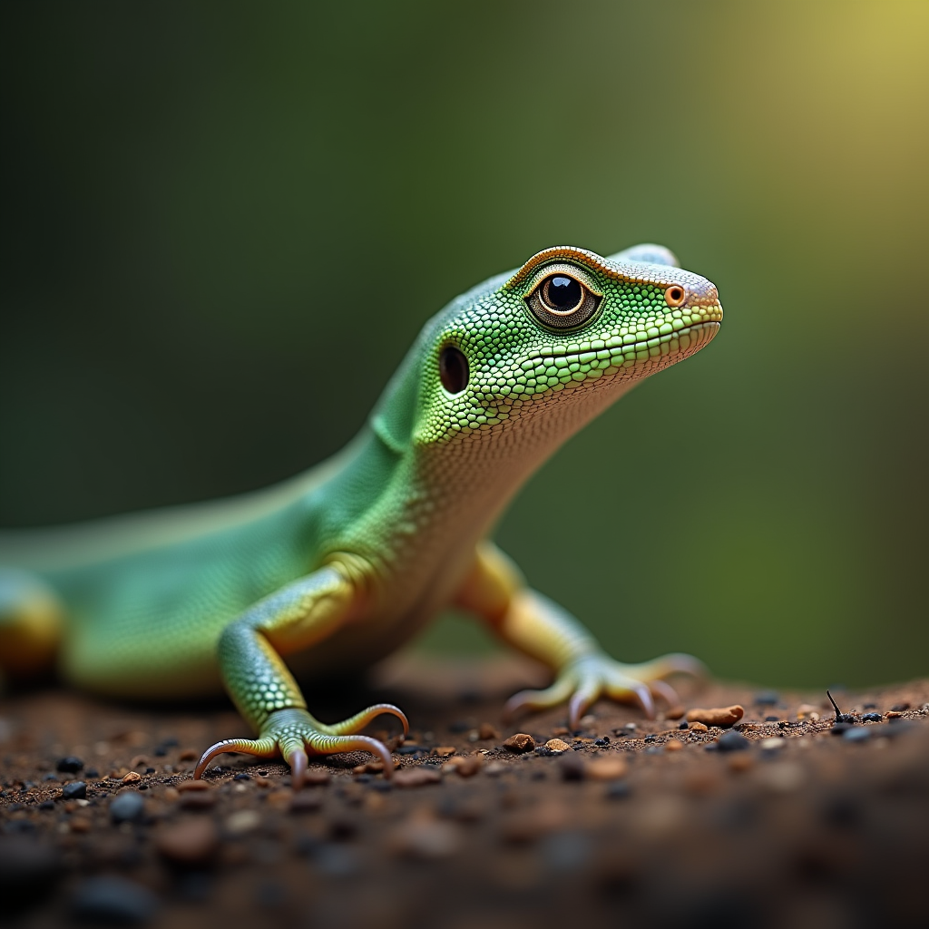 A photorealistic portrait of a Glass Lizard in its natural habitat