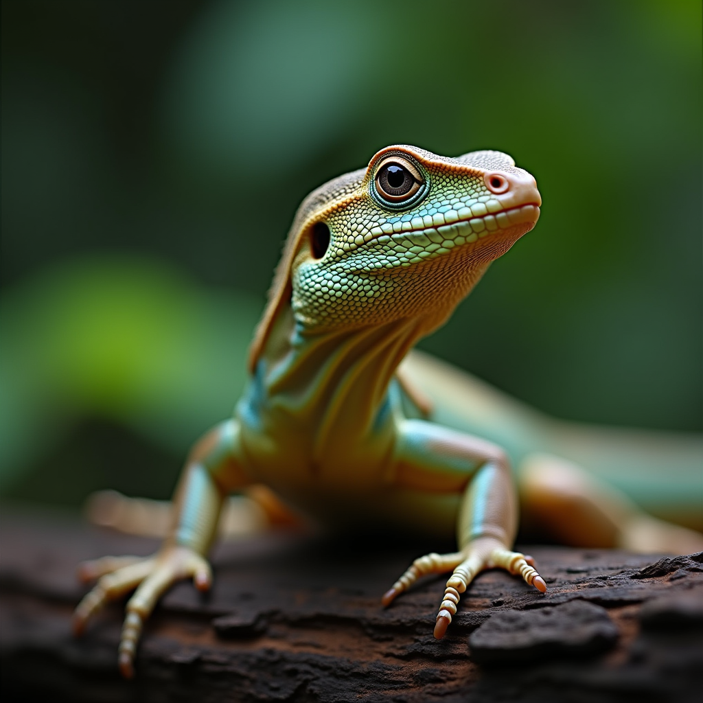 A photorealistic portrait of a Glass Lizard in its natural habitat