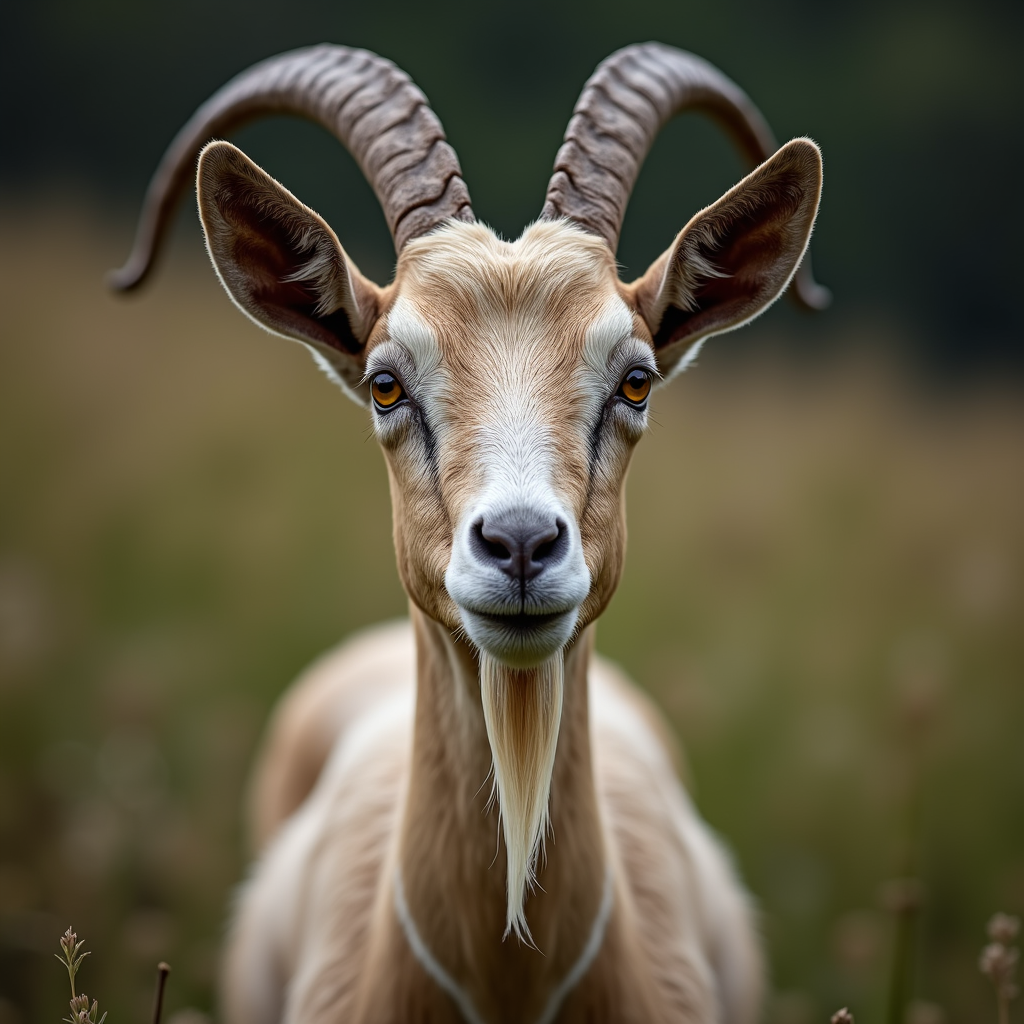 A photorealistic portrait of a Goat in its natural habitat