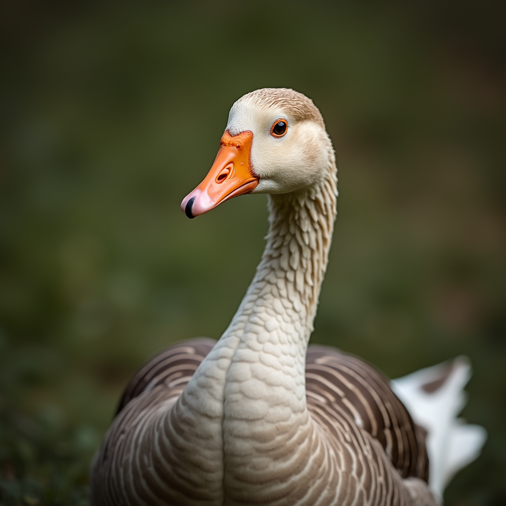 A photorealistic portrait of a Goose in its natural habitat
