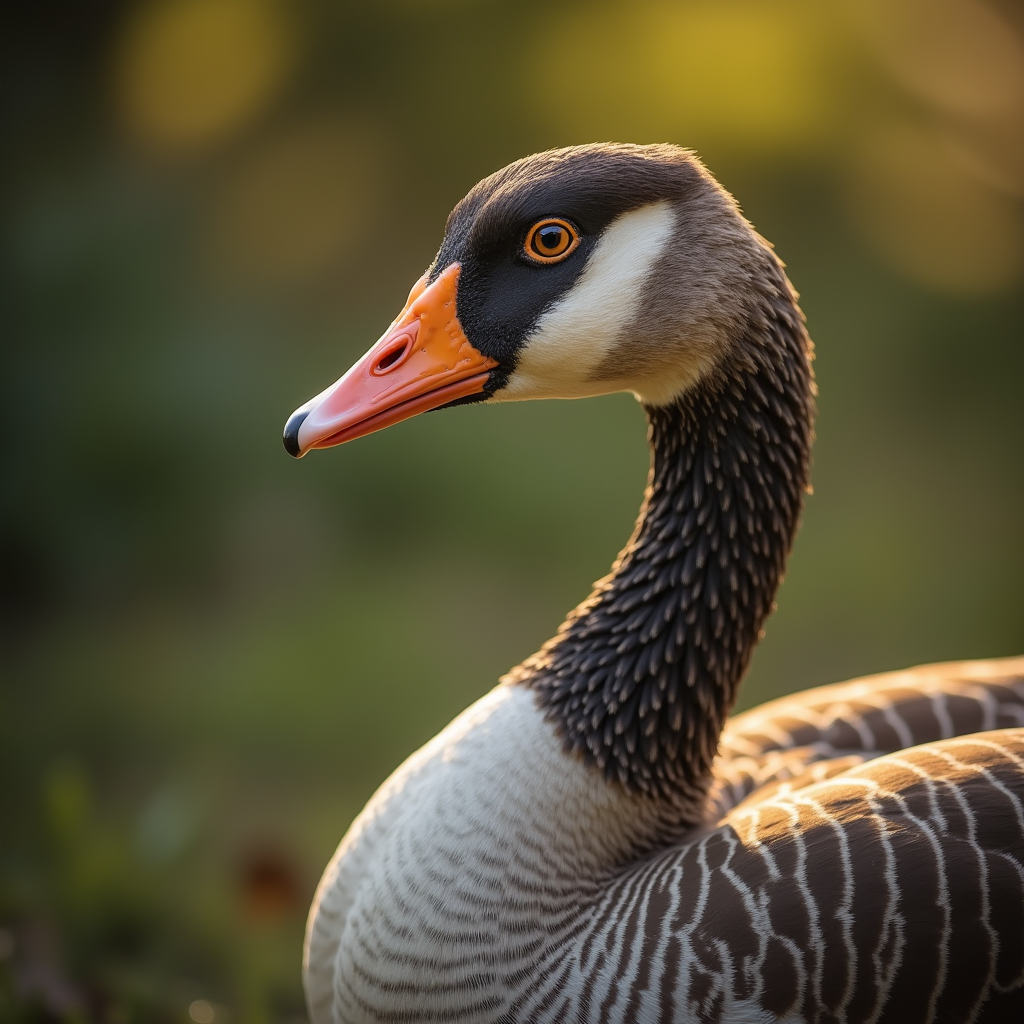 A photorealistic portrait of a Goose in its natural habitat