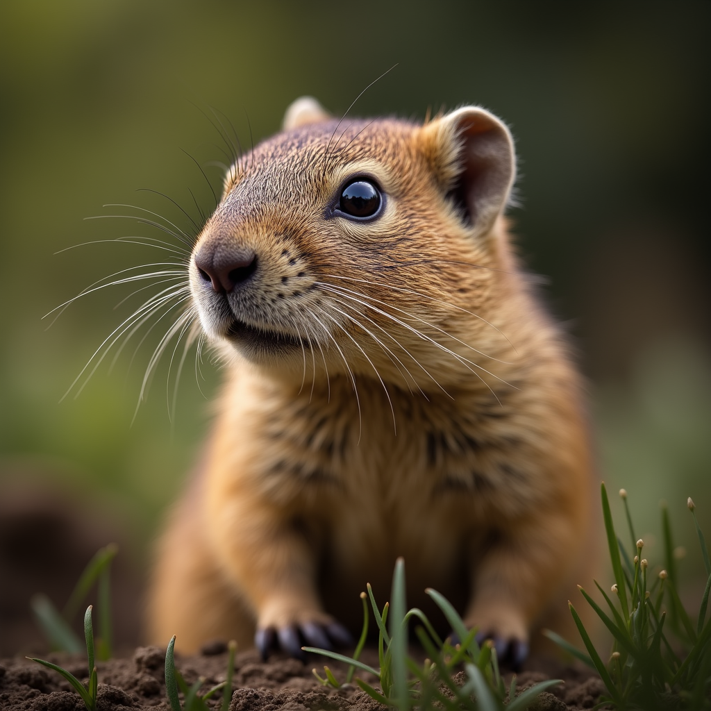 A photorealistic portrait of a Gopher in its natural habitat