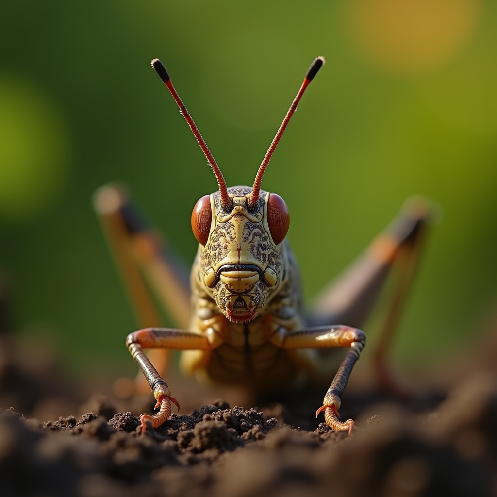 A photorealistic portrait of a Grasshopper in its natural habitat