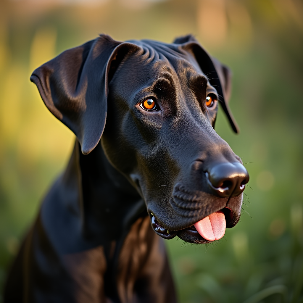 A photorealistic portrait of a Great Dane in its natural habitat